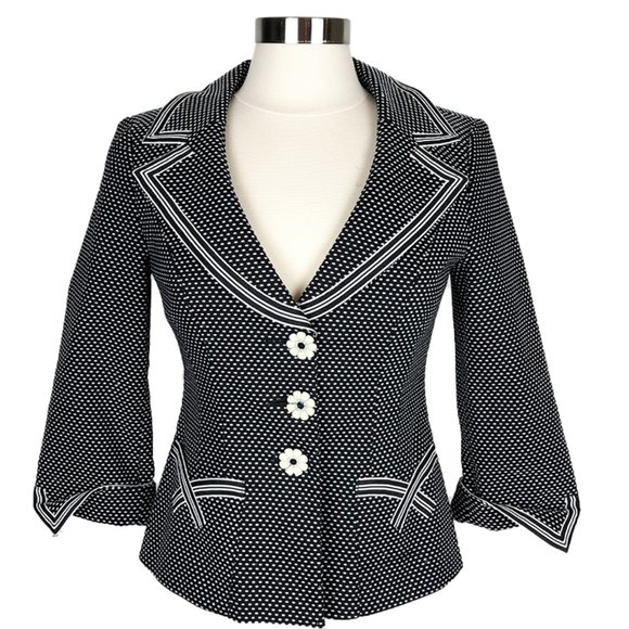 Nanette Lepore Jackets & Blazers - Nanette Lepore Black and White Dotted Blazer 6